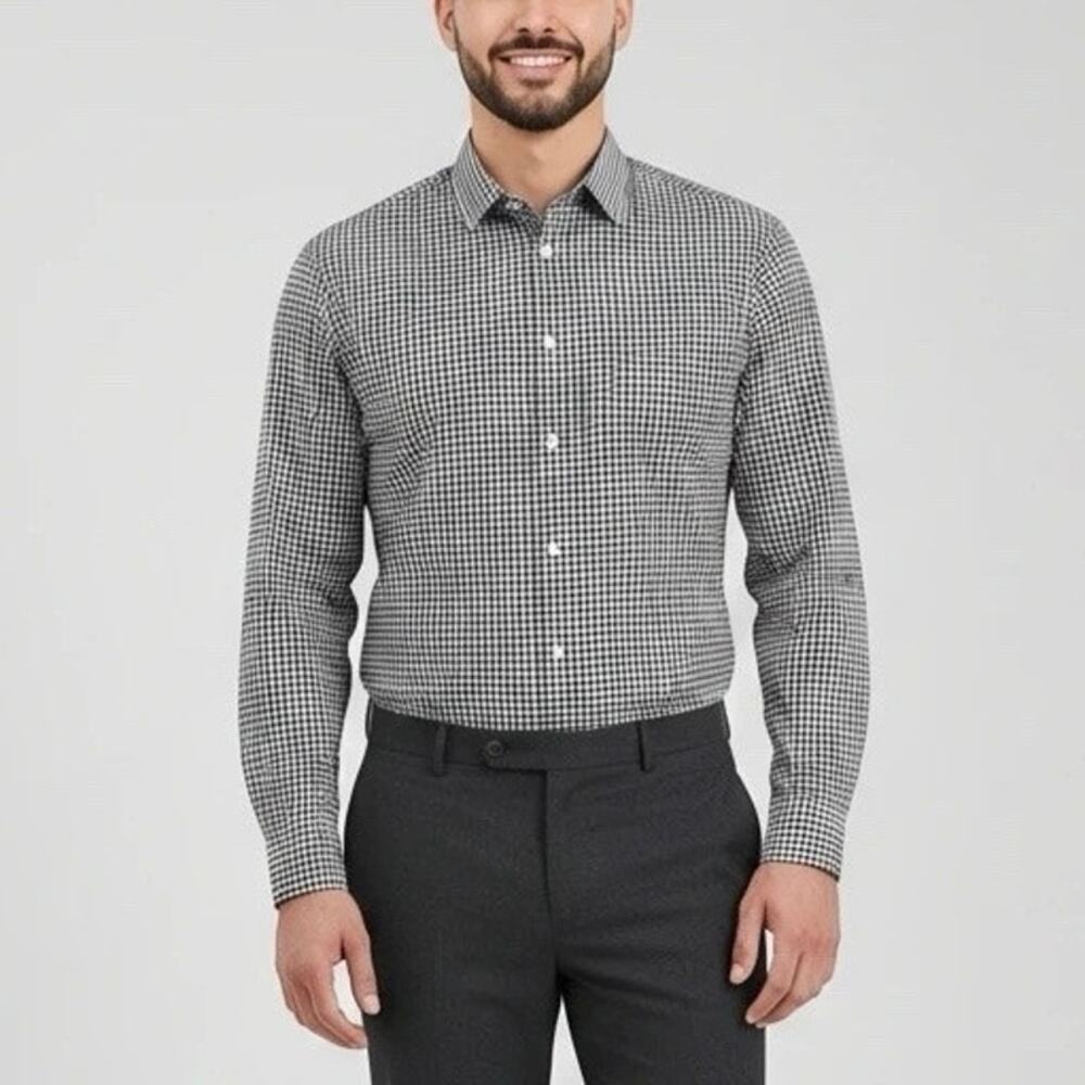 Nordstrom Men’s Button-Down Shirt Black & White Gingham Size XL